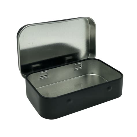 Black Rectangular T Tin Box With Hinged Lid L95 X W60 X H22mm