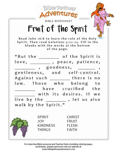 We praise the lord for using you and making you a blessing to many kids. Fruit of the Spirit | Bible activities for kids, Bible lessons for kids, Bible worksheets