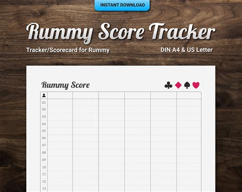 Rummy Score Card Tracker Etsy