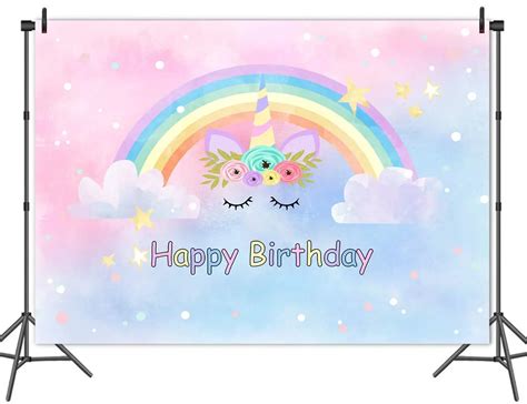 Buy Mehofoto Unicorn Backdrop Watercolor Rainbow Happy Birthday