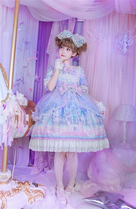 Moonlight Forest Fantasy Castle Short Sleeves Lolita Op Dress With