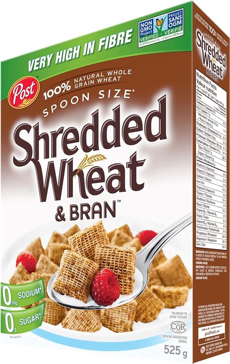 Post Spoon Size Shredded Wheat And Bran Cereal 525g Amazonca Grocery