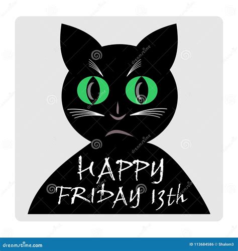 Friday 13th Red Banner With Black Cat Silhouette Cartoon Stock Vector
