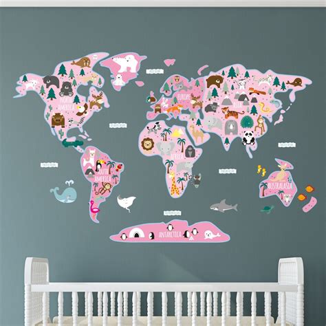 Childrens World Map Wall Art Stickers