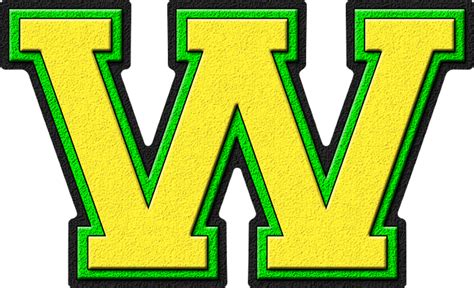 Presentation Alphabets Yellow And Kelly Green Varsity Letter W
