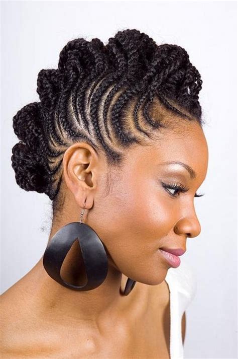 African braids on each side form a thick crown starting from the front and ending in an elaborately. 34 African American Short Hairstyles for Black Women ...