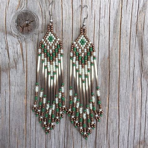 Porcupine Quills Earrings Beaded With Fringes Native Etsy Seed