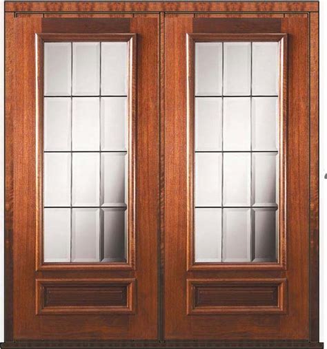 Prehung French Double Door 80 Mahogany French 1 Panel 34 Lite Glass