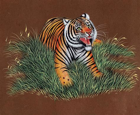 Bengal Tiger Painting Handpainted Indian Wildcat Animal Watercolor