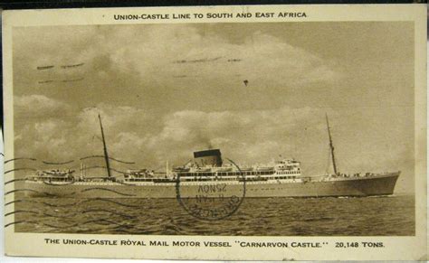 Postcard Transport Ship Union Castle Line Carnarvon Castle Posted