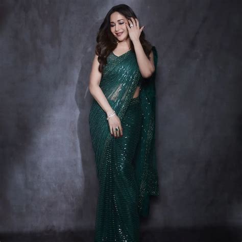 Madhuri Dixit Is Beautiful As Ever In A Green Sheer Saree See Pics