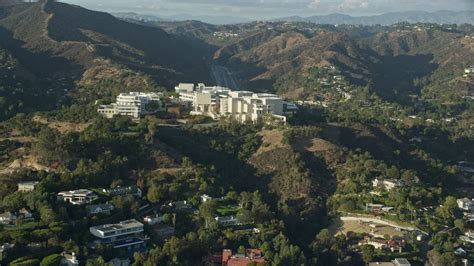 76k Stock Footage Aerial Video Of The Getty Museum On A Hilltop In