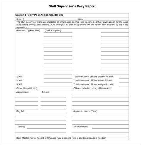 Shift Report Template