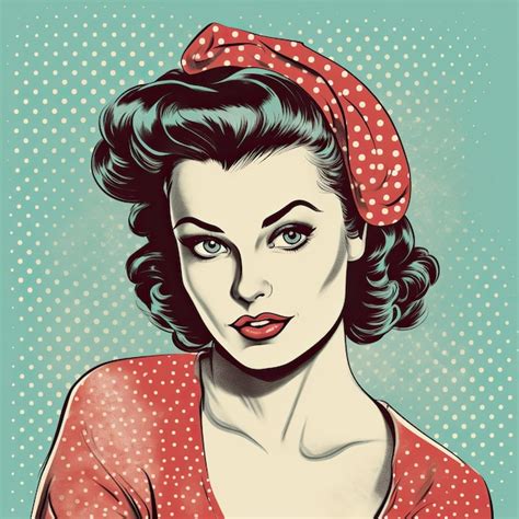 premium ai image pretty pin up girl 50s style retro poster graphic with red background