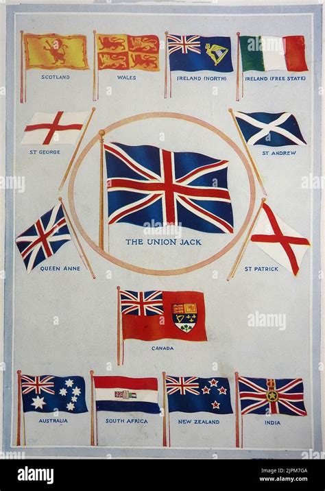 An Early Coloured Identification Chart Showing Flags Of The British