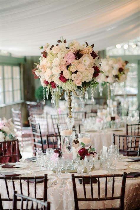 Trending 10 Burgundy And Blush Wedding Centerpieces For