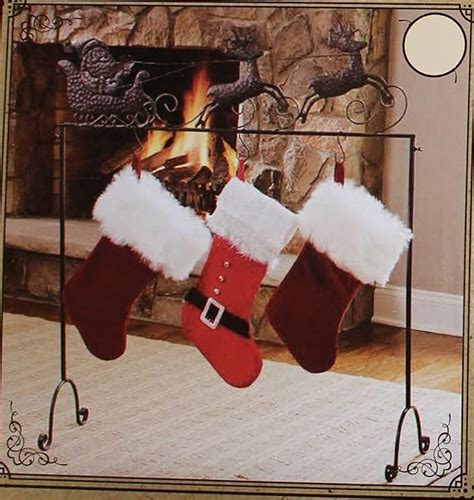 Nantucket Home Metal Freestanding Floor Christmas Stocking Holder Santa And Reindeer