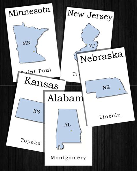 State Flashcards Abbreviations 50 States And Capitals