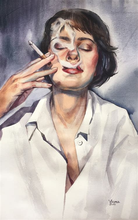 Smoking Girl Smoke Of Dreams Girl With Painting By Natalia Veyner