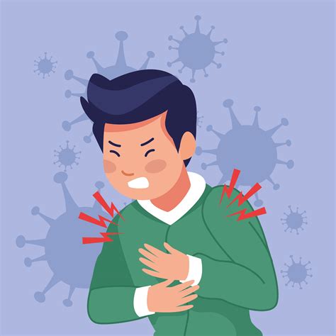 Young Sick Man With Chest Pain Due To Covid19 1256980 Vector Art At