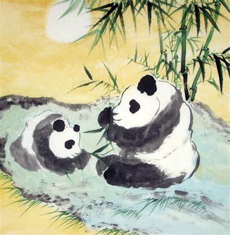 Chinese Panda Painting 0 4512002 69cm X 69cm27〃 X 27〃