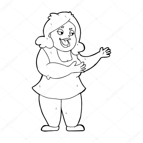 Dibujos animados mujer gorda feliz vector, gráfico vectorial