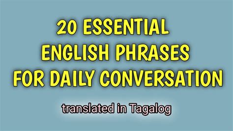 20 Essential English Phrases For Daily Conversation With Tagalog