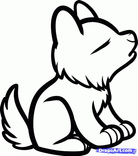 Baby Wolf Drawing Easy Clip Art Library