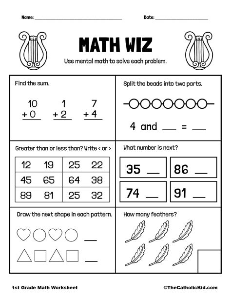 1st Grade Mental Math Practice Worksheet