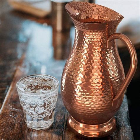 Pure Copper Pitcher Extra Large 70 Oz Hammered Copper Water Jug For