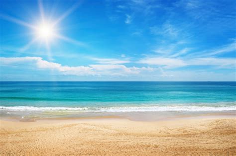 Seascape And Sun On Blue Sky Stock Photo Download Image Now Beach