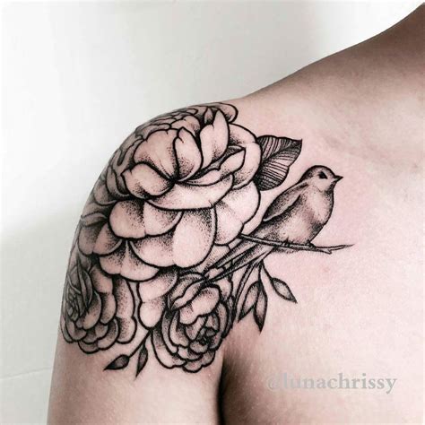 Flower And Bird Shoulder Tatt Flower Tattoo Shoulder