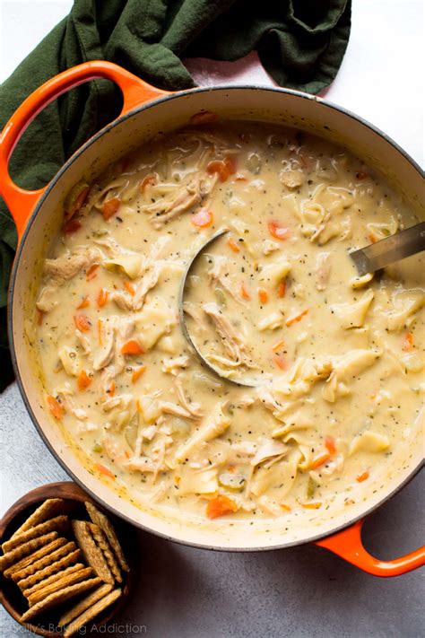 Homemade creamy chicken noodle soup recipe. Light Creamy Chicken Noodle Soup | Sally's Baking Addiction