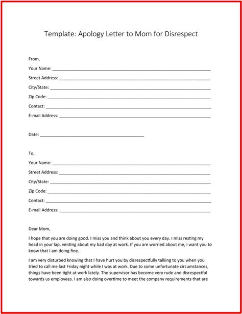 Free Apology Letters To Mom With Templates
