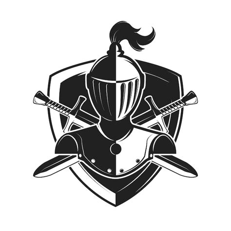 Premium Vector Knight Helmet With Two Swords And Shield Isolated On