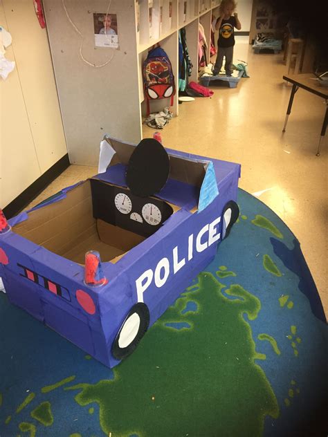 Cardboard Police Car 😀the Kids Loved It Police Crafts Activities For