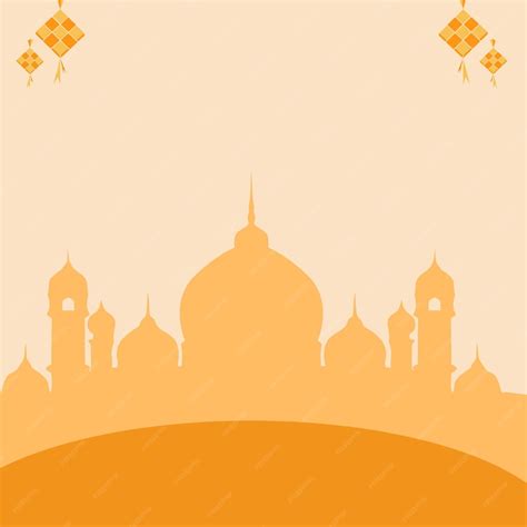 Premium Vector An Orange Background With A Mosque