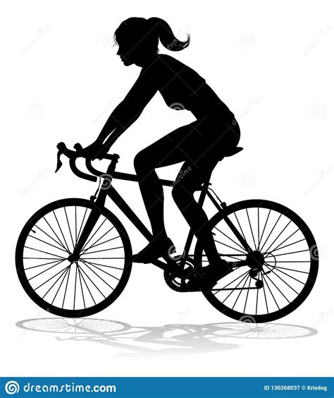 illustration about a woman bicycle riding bike cyclist in silhouette illustration of collection