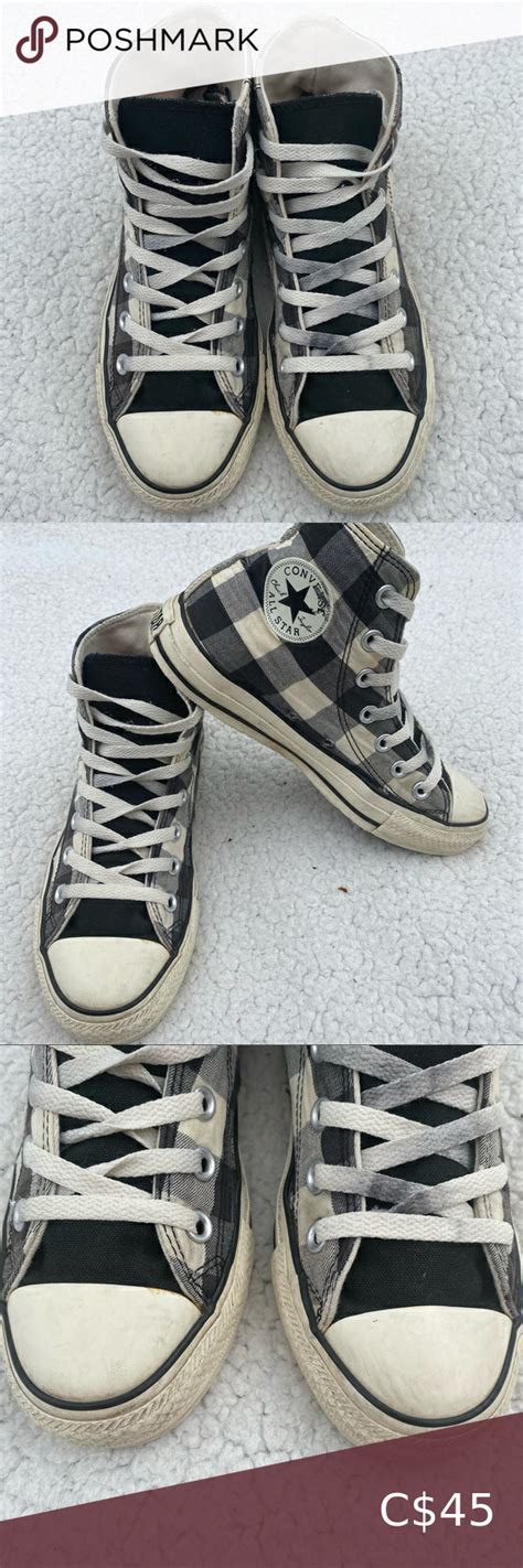 Y K Black White Checkered Converse High Tops Converse All Star Converse Shoes Converse High