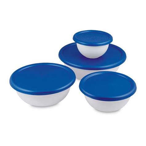 Sterilite 8 Piece Plastic Kitchen Bowl Mixing Set With Lids 07479406