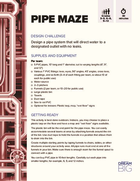 Pipe Maze Activity For 3rd 12th Grade Lesson Planet