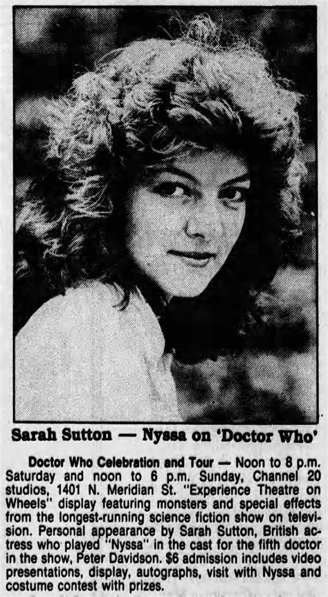 Sarah Sutton Nyssa On Doctor Who The Doctor Who Cuttings Archive