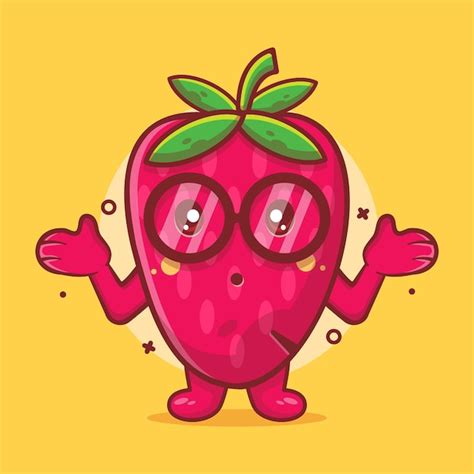 Premium Vector Strawberry Fruit Character Mascot With Confused