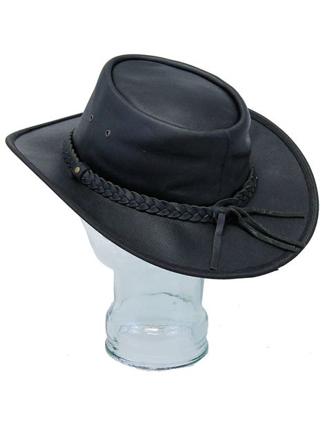 Black Crushable Leather Outback Hat H92310k Jamin Leather®