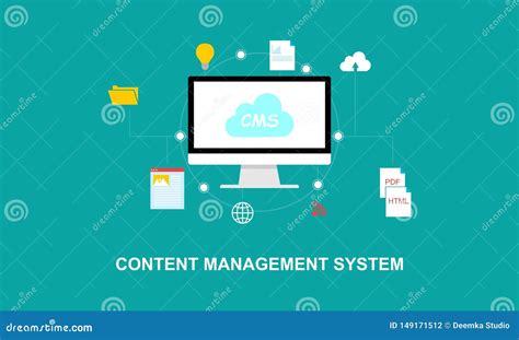 Flat Design Content Management System Illustration Stock Illustration