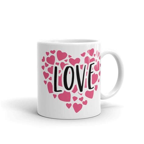 Love W Hearts Valentines Day Coffee Mug Valentines Day Etsy Mens