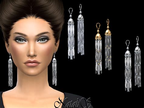 The Sims Resource Natalislong Rhinestone Drop Earrings