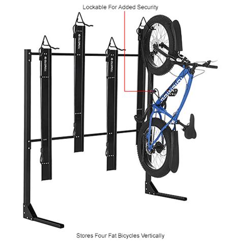 Global Industrial™ Indoor Vertical Fat Tire Bike Rack Lockable 4 Bike