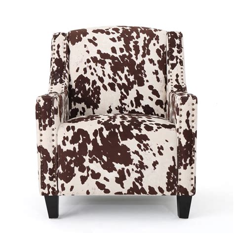 Equestria Studded New Velvet Club Chair Milk Cow Print