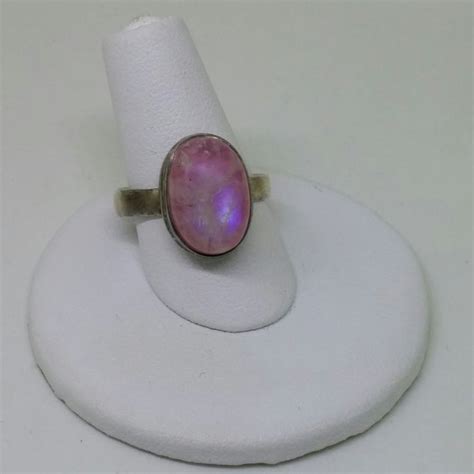 Oval Shaped Pink Moonstone In Sterling Silver Bezel Setting Pink